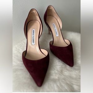 Authentic Manolo Blahnik D’Orsay Pump - Burgundy Suede Heels - size 40